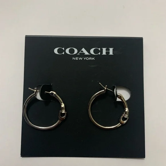 Coach Signature C Hoop Earrings Silvertone NEW $45 - Picture 3 of 10